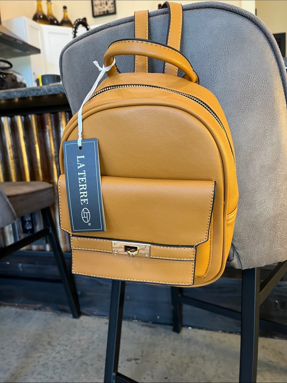 La Terre Mustard Yellow Mini Backpack